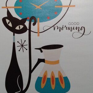 Atomic Cat Mid Century Art Deco Print On Canvas